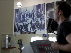A large photograph of the 1893 Stanley Cup-winning team hangs in the gym Club Sportif at MAA in Montreal.