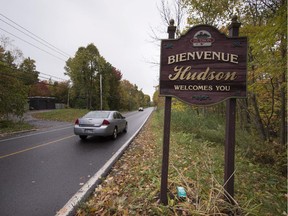 Welcome sign to Hudson on Cameron Rd.