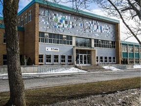 St. Thomas High School in Pointe-Claire. Quebec has extended the ban on entering school buildings until at least May 1.