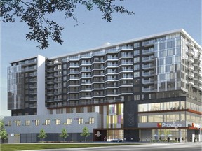 A rendering of the proposed Provigo Claremont, a 10-storey complex near the MUHC hospital.