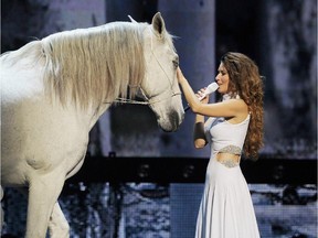 Singer Shania Twain performs during the debut of her residency show Shania: Still the One at The Colosseum at Caesars Palace in Las Vegas in 2012.