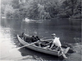 Some rowers enjoying an afternoon on Pine Lake (taken late 1940s, or early 1950‚Äôs). Photo courtesy of Poppy Humphrey.