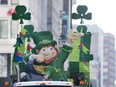 A giant leprechaun is shown during the annual St. Patrick's  parade in Montreal, Sunday, March 16, 2014.