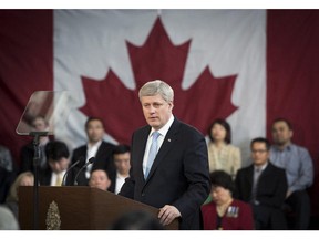 Prime Minister Stephen Harper speaks during a press conference in Toronto on Wednesday, March 4, 2015. Harper announced plans to introduce legislation that would keep what it calls "Canada's most heinous criminals" behind bars for life with no chance of parole.