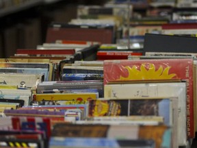 Books are on display at a library.