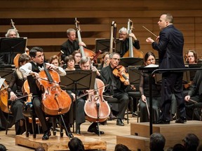 Conductor Yannick Nézet-Séguin at Koerner Hall with the Orchestre Métropolitain and cellist Stéphane Tétreault in Toronto on Friday, April 24, 2015.