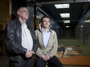 Professor Ted Stathopoulos, left, with graduate student, Hatem Alrawashdeh at the wind tunnel lab at Concordia University.