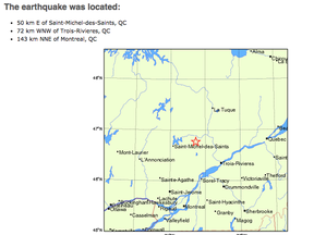 3.8-magnitude earthquake in Quebec, April 20, 2015.
