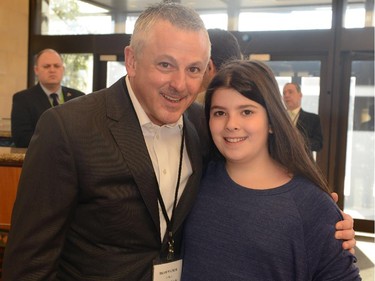 FANS OF EVERY AGE: Event co-chair Bram Naimer shares the magic of the day with daughter Lianne at the Cummings Jewish Centre for Seniors Foundations 11th Annual Sports Celebrity Breakfast.