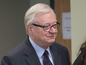 Former Laval mayor Gilles Vaillancourt arrives at the courthouse for a preliminary hearing on various charges including fraud Tuesday, April 7, 2015 in Laval, Que.