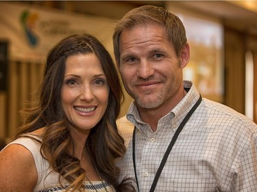 GOLDEN COUPLE: Kim Cahoon and husband Montreal Alouettes qlum Ben Cahoon lend support to the Cummings Jewish Centre for Seniors Foundation's 11th Annual Sports Celebrity Breakfast.