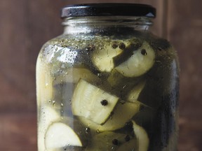 From Preservation Society Home Preserves by Camilla Wynne: Kiki's Fresh Pickles are ready after just a night in the fridge.