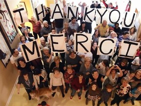 KIRKLAND, QC - Staff and volunteers of the West Island Palliative Care Residence say "thank you" to supporters in a lip-dub video posed to YouTube, April 13, 2015. Photo courtesy of the West Island Palliative Care Residence.