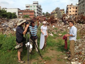 Mark Kelley and crew in Dhaka, Bangladesh, while shooting Made in Bangladesh for The Fifth Estate.