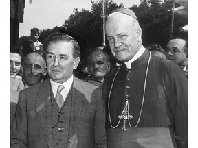 Premier Maurice Duplessis and Montreal archbishop Joseph Charbonneau, in an undated photo.