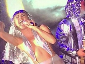 Miley Cyrus performs during a poolside show at the Raleigh Hotel, in Miami Beach, Fla. More shocking pics of Cyrus floating around? Oh, well.
