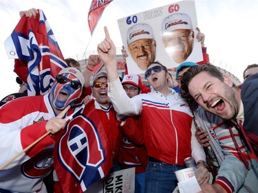 Montreal Canadiens fans cheer on their team ahead of game 3 of first round Stanley Cup NHL playoff hockey between the Ottawa Senators and the Montreal Canadiens in Ottawa on Sunday, April 19, 2015.