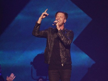 Ryan Tedder, lead singer of OneRepublic performs at the Bell Centre on Monday April 20, 2015.