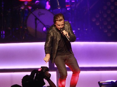 Ryan Tedder, lead singer of OneRepublic looks at the video camera during a show at the Bell Centre on Monday April 20, 2015.