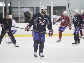 Canadiens defenceman Greg Pateryn skates with teammates during a practice in Mont-Tremblant on Tuesday, April 21, 2015 prior to Wednesday's Game 4 against the Ottawa Senators. Coach Michel Therrien said Pateryn will play the next game.