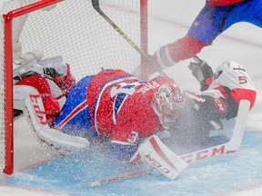 Canadiens goalie Carey Price makes save during Game 5 of Eastern Conference quarter-final series against the Ottawa Senators at the Bell Centre in Montreal on April 24, 2015.