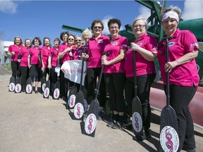 Members of the West Island Dragons at the Pointe-Claire Canoe Club on Sunday April 26 in Pointe-Claire, QC.