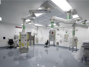 One of the operating rooms at the new McGill University Health Centre (MUHC) hospital on the Glen site. The OR had to be re-wired after it was discovered that improper wiring was installed during construction.