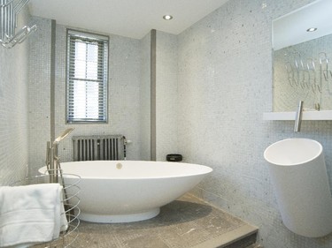 A modern soaker tub.