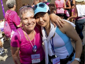 Paula Brauer Shuster, left, with her oncologist, Susie Lau, at the Weekend to End Women's Cancers walk in 2014. They were among the 1,560 participants in the event, which raised more than $3 million for the Jewish General Hospital.