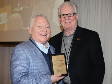 PHOTO OPP: Honourary event chair Cookie Lazarus hangs with Montreal Expos alum Don Stanhouse at the Cummings Jewish Centre for Seniors Foundation's 11th Annual Sports Celebrity Breakfast.