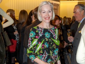 Blakes partner Natalie Bussière, stunning in a Prada print, enjoys festivities at the recent boutique launch of Prada at Holt Renfrew.