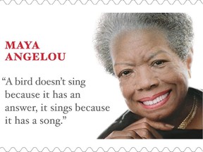 The US Postal Service issued a limited edition stamp honouring the late poet, author and civil rights champion Maya Angelou.