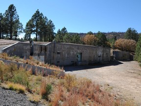 This undated image provided by the Los Alamos National Laboratory shows the "gun site" is where the bomb that was dropped on Hiroshima was assembled. Tucked away in one of northern New Mexico's pristine mountain canyons is this old cabin that was the birthplace not of a famous person, but a top-secret mission that forever changed the world. The iconic areas scattered in and around the modern day Los Alamos National Laboratory are being proposed as sites for a new national park commemorating the Manhattan Project. (AP Photo/Los Alamos National Laboratory)