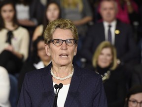 Ontario Premier Kathleen Wynne speaks at a press conference in Toronto on March 6, 2015.