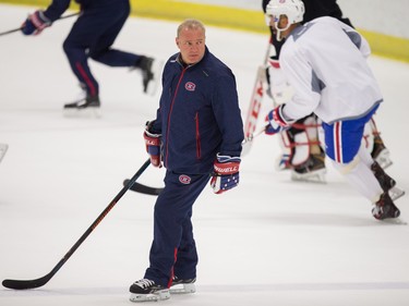 Montreal Canadiens head coach Michel Therrien skates during a team practice at the Ice Sports Forum in Tampa, Florida on Monday, May 11, 2015. The Canadiens will face the Tampa Bay Lightning on Tuesday night for game six of their Eastern Conference semifinal series.