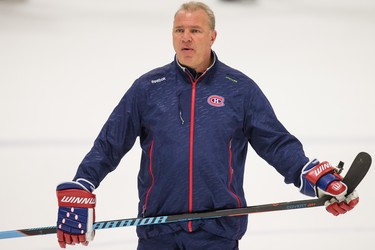 Montreal Canadiens head coach Michel Therrien looks on during team practice at the Ice Sports Forum in Tampa, Florida on Monday, May 11, 2015. The Canadiens will face the Tampa Bay Lightning on Tuesday night for game six of their Eastern Conference semifinal series.