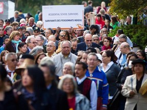 A Vancouver solidarity walk in 2013 when the Truth and Reconciliation Commission held hearings here drew thousands despite pouring rain.