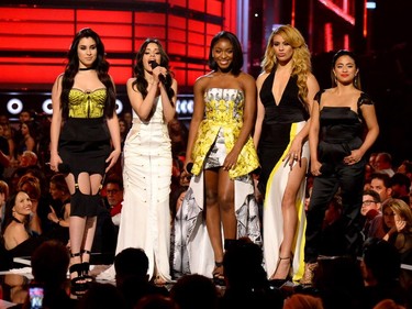 Recording artists Lauren Jauregui, Camila Cabello, Normani Hamilton, Dinah-Jane Hansen and Ally Brooke of Fifth Harmony speak onstage during the 2015 Billboard Music Awards at MGM Grand Garden Arena on May 17, 2015 in Las Vegas, Nevada.