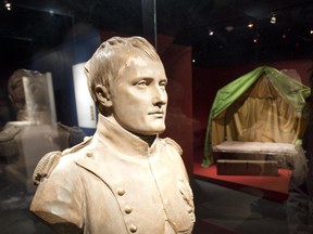 A bust of Napoleon is displayed at the Napoleon exhibit at Notre-Dame Basilica Thursday, April 24, 2014 in Montreal.