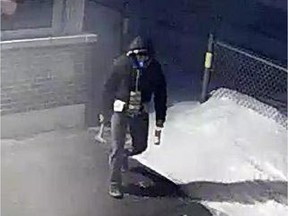 A photo taken from surveillance video at Harfang-de-Neige school shows a possible suspect in arson back in March. Photo courtesy of SPVM