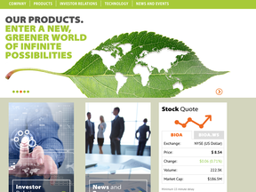 Screen grab from BioAmber's website.