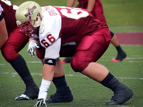 Roman Grozman. a 6-foot-4, 310-pound offensive tackle for the Concordia Stingers, has his sights set on pro football.