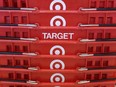 FILE - In this May 20, 2009 file photo, shopping baskets are stacked at a Chicago area Target store. Target says that about 40 million credit and debit card accounts customers may have been affected by a data breach that occurred at its U.S. stores between Nov. 27, 2013, and Dec. 15, 2013.