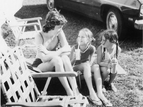 Left to right, Eileen Latimer with her daughters Libby  and Joanne at Sable Beach in Ontario in the summer of 1972.