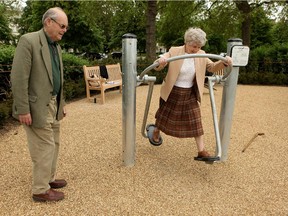 Pensioners exercise in London's first purpose built 'Senior Playground' in Hyde Park on May 19, 2010 in London, England. The playground, which cost 50,000 GBP, features six machines: a cross-trainer, sit-up bench, body-flexer, free runner, flex wheel and an exercise bike.