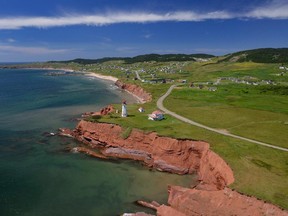 The dramatic coastline of  Île du Havre Aubert, part of Quebec's remote Îles de la Madeleine.