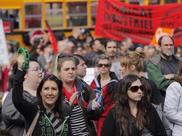 May Day protesters gather in Montreal on May 1, 2015.