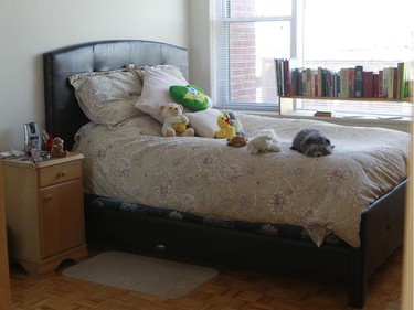 Colangelo Lauzon's bedroom. The stuffed toys were given to him  by his mother before she died when he was a baby.