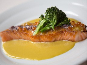 The salmon with saffron sauce at Le Filet in Montreal.