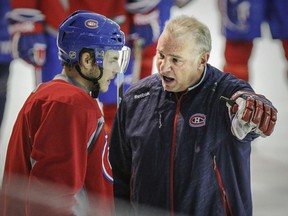 Canadiens' Alex Galchenyuk, with coach Michel Therrien, has been sheltered from tough defensive matchups, he’s being eased into the role of NHL centre and the team has done its best to put cradle him through his development.